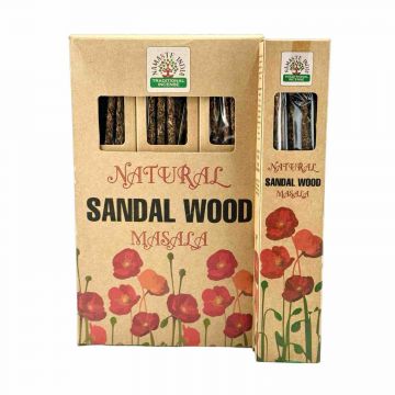 Natural Sandalwood Smudge Incense Sticks, Namaste India - 30 Gram (12 Boxes of Approx 8-10 Sticks)